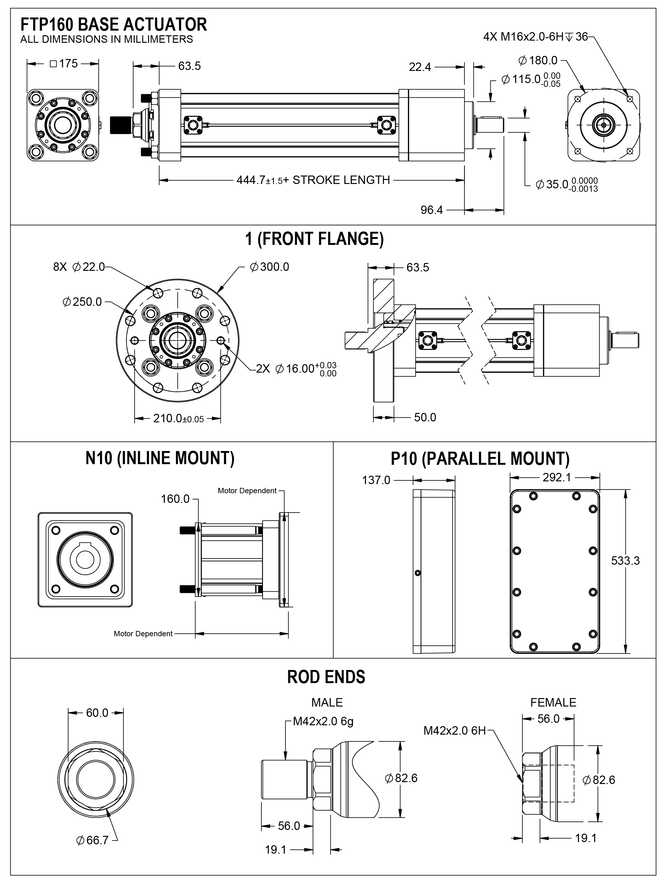 Exlar FTP Series High Force Electric Linear Press Actuator